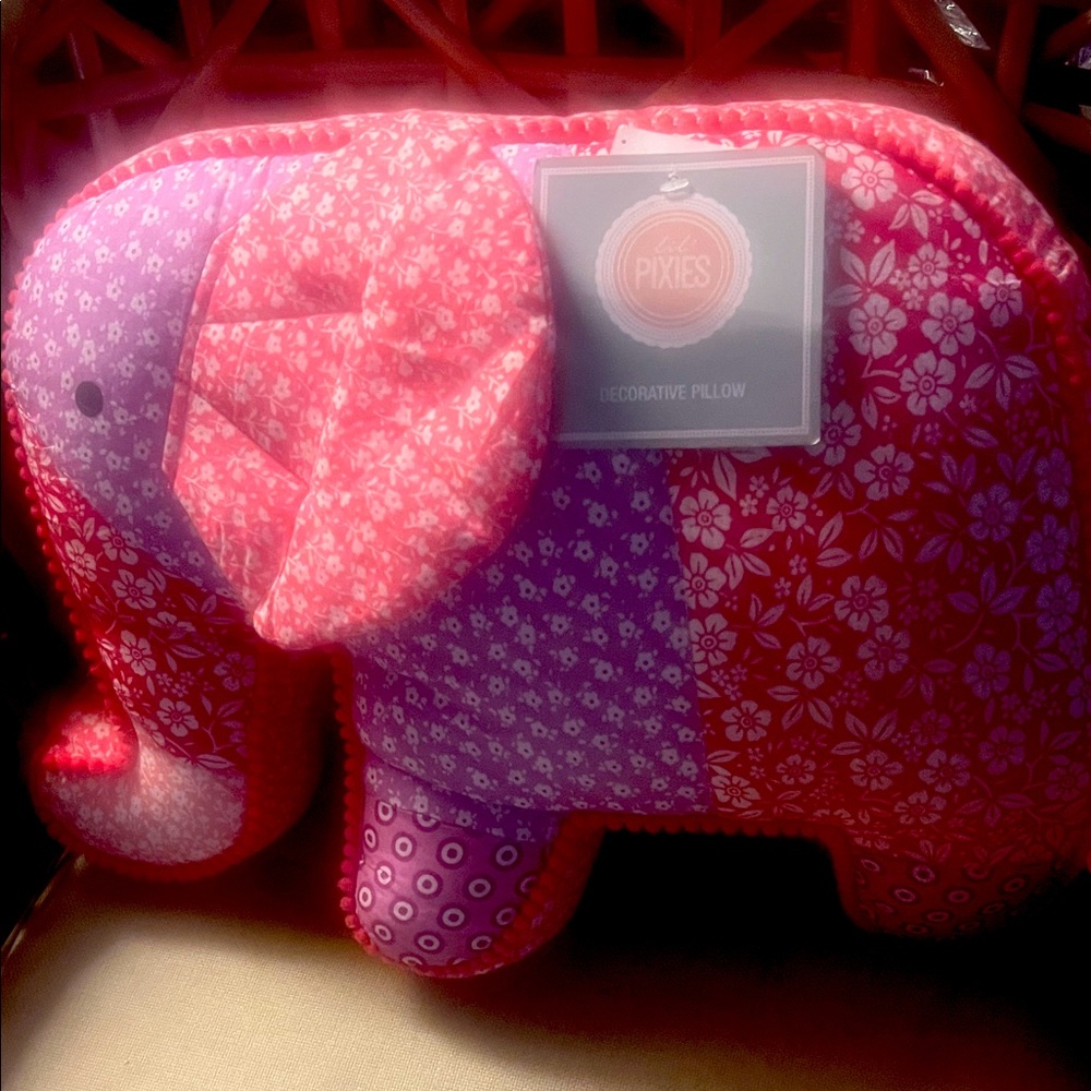 New Lil Pixies Elephant Decorative Pillow NWT